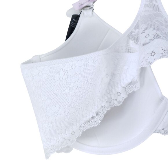 Maidenform Womens Front Close Racerback Bra 42D White Lace & Smooth Smartzone - Picture 3 of 7